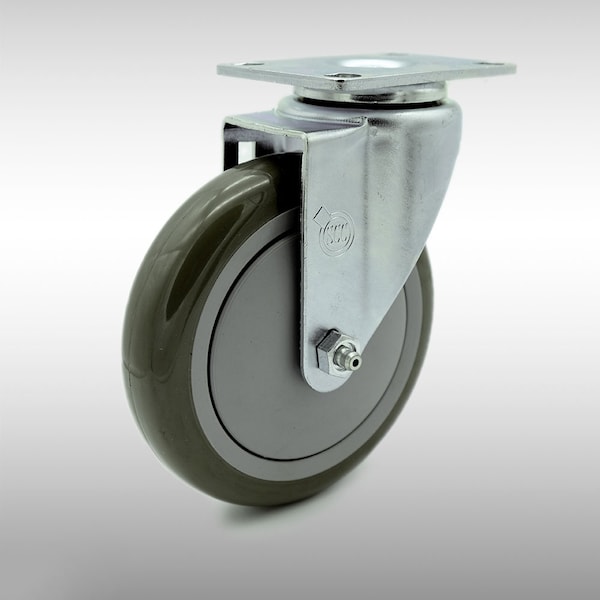 5 Inch SS Gray Polyurethane Wheel Swivel Top Plate Caster